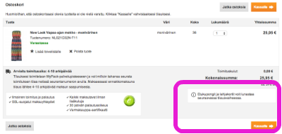 Tee haluamasi ostokset Zalandossa ja siirry kassalle maksamaan. Alennuskoodit syötetään vasta maksutapa-sivustolla.